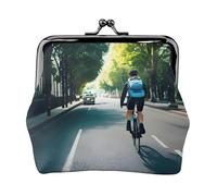 Car and Bicycle Printed Microfiber PU Leather Wallet Kiss Lock Mini Pouch for Lipstick Key Change Organization