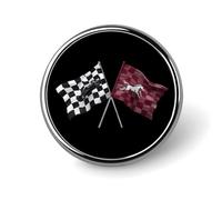 Car And Horse Racing Checkered Flag Round Lapel Pin Button Brooch Tie Badge Elegant Hat Clothing Jewelry Accessories