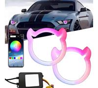 Car Angel Eyes, Universal RGB LED Emblems Decorative Light Front Bumper Lamp, Circle Halo Ring Light for Headlight, Multi-Color Halo Ring Colorful Angel Eyes for Car Truck Vehicle