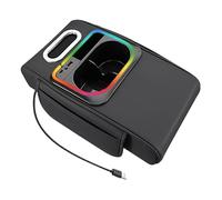 Car Armrest Box - 14.17 Inch Leather Organizer | Multifunction Storage Tray - With Tissue Holder Cup Slot Ambient Light USB Type C Charging Port 5A Fast Charge For SUV Truck RV Travel Comfort