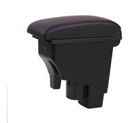 Car Armrest Box Center Centre Console Storage Cup Holder USB Interface Dual Layer For Fit Jazz 1 2003-2007 Seat Armrest(A1 Black leather)