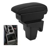 Car Armrest Box Compatible with Ford Focus 3 MK3 2011-2018, Dual Layer Armrest with 3 USB Charging Ports Black PU Leather Central Console Storage Box Automobile Arm Rest (3 USB)