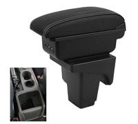 Car Armrest Box Compatible with Ford Focus 3 MK3 2011-2018, Dual Layer Armrest with 3 USB Charging Ports Black PU Leather Central Console Storage Box Automobile Arm Rest (3 USB)