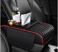 Car Armrest Box Cover Mat for Lamborghini Sián 2020 2021 2022 2023 2024 2025 2026, Leather Middle Console Cover Stylish Car Decoration Accessories,A-Black+red
