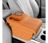 Car Armrest Box Cover Mat for Mazda Bongo 1966-2019 2020 2021 2022 2023 2024 2025 2026, Leather Middle Console Cover Stylish Car Decoration Accessories,E-Orange
