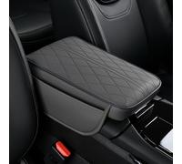 Car Armrest Box Cover Mat for VW Amarok I Double Cab 2010-2016, Leather Middle Console Cover Stylish Car Decoration Accessories,B-Grey