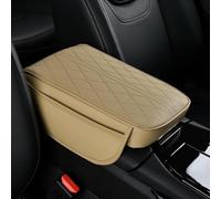 Car Armrest Box Cover Mat for VW Amarok I Double Cab 2010-2016, Leather Middle Console Cover Stylish Car Decoration Accessories,D-Beige