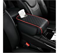 Car Armrest Box Cover Mat for VW Passat B8 Valiant 2015 2016 2017 2018 2019 2020 2021 2022 2023 2024, Leather Middle Console Cover Stylish Car Decoration Accessories,Black+Red