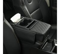 Car Armrest Box Cover with Cup Holder for Chevrolet Corvette C8 Z06 2022-, Side Storage Pocket, Tissue Dispenser, Multifunctional,A Black
