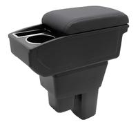 Car Armrest Box for Honda Fit Jazz Hatchback 2009-2013 Accessories Center Console Leather Arm Rest Double-Layer Storage Space with Cup Holder (Black Thread)