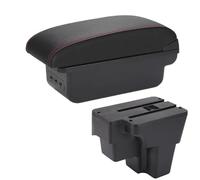Car Armrest Box For KIA For RIO For STONIC For Cerato 2015-2022 Car Armrest Europe South Retrofit Parts Storage Box Car Accessories Armrest Box Center Arm Rest Console(B1 Black red 3USB)