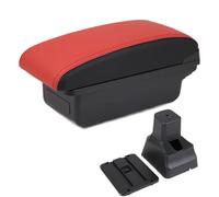 Car Armrest Box For Nissan For Versa For Almera 2020-2024 Armrest Box Central Console Storage Box Ashtray Cup Holder PU Leather USB Charging LED Car Center Console(A5 Red black No USB)
