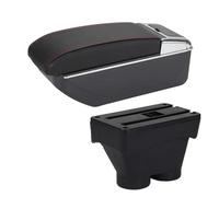 Car Armrest Box For Peugeot 208 2012-2018 Armrest Box Car Storage Box Armrest Centre Console Armrest Box(D Black red No USB)