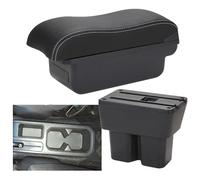 Car Armrest Box For Suzuki Jimny JB74 2018-2024, Leather Center Console Storage Double Layer Organizer Arm Rest Adjustable with USB Interface Decoration Accessory,B/Black-White-No-USB