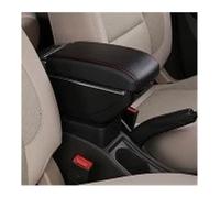 Car Armrest Box For VW For Polo Armrest Box Central Store Content Storage Center Console With Cup Holder Ashtray USB(Double USB Black Red)
