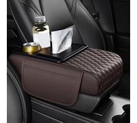 Car Armrest Box Heightening Pad For Audi A5 Sedan A6 Sportback e-tron A7 Sportback E Concept,Leather Booster Car Armrest Cover Protector,Armrest Box Heightening Pad,Brown