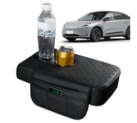 Car Armrest Cover - Console Cushion Made of PU Leather, Waterproof Armrest Storage Box, Comfortable Cushion for Long Distance Driving on the Highway, Black, Wine Red, Beige, Black and