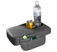 Car Armrest Cover - Console Cushion Made of PU Leather, Waterproof Armrest Storage Box, Comfortable Cushion for Long Distance Driving on the Highway, Black, Wine Red, Beige, Black and