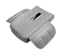 Car Armrest Cover with Side Pockets 33cm Leather | Side pockets for phones, keys, tissues; 33cm length fits most cars; leather finish(Gray)