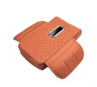 Car Armrest Cover with Side Pockets 33cm Leather | Side pockets for phones, keys, tissues; 33cm length fits most cars; leather finish(Brown)