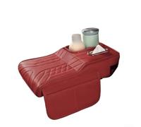 Car Armrest Cushion Built from PU Featuring Two Storage Compartments and Dedicated Cutouts for Cup Tissue Box and Phone Storage (Red)