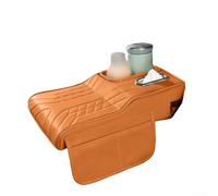 Car Armrest Cushion Built from PU Featuring Two Storage Compartments and Dedicated Cutouts for Cup Tissue Box and Phone Storage (Orange)
