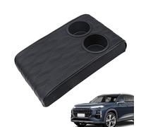 Car Armrest Cushion Double Cup Holder PU Leather Comfortable Elbow Rest Cover for Cars SUV Trucks Central Control Armrest Decoration Enhancing Protection