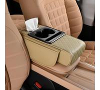 Car Armrest Cushion for Alfa Romeo Tonale-Concept, Car Armrest Pad With Cup Holder/Tissue Box, Console Storage Box,Center Console Armrest Pillow Cushion C Beige