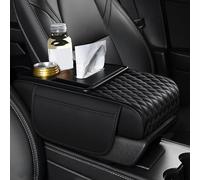 Car Armrest Cushion,for Ford Focus Fiesta Kuga Fusion Edge ST-Line S-max ST,Leather Car Armrest Box Mat with Storage Bags,Car Center Console Armrest Pillow,Black