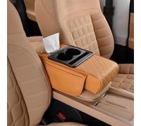 Car Armrest Cushion for Nissan Frontier 1997-2023 2024 2025 D22 D40 D41 with Side Pockets Double Cup Holder Phone Slot Tissue Box Organizer Synthetic Leather Diamond Quilted Console Cover Pad