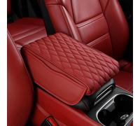 Car Armrest Cushion Pad for Hyundai Ioniq Hybrid 2016-2019, Leather Center Console Cover and Protector Mat Interior Accessories with Side Storage Organizer Bag, E/Red