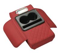 Car Armrest Cushion Pad for MG ZS Hybrid+ Luxury (2024), Leather Center Console Cover Protector Mat Interior Accessories with Tissue Box Side Storage Organizer Bag, E/Red