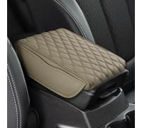 Car Armrest Cushion,Universal Car Armrest Pad,Leather Center Console Cushion Pad,Cars Memory Foam Arm Rest Cushion Cover Mat with Side Storage Bag,Arm Rest Cover Protector Box Pads for Cars (Beige)