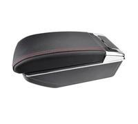 Car Armrest Dual Arm Rest Cup Holder Center Console Storage Box Leather For Mazda 2 For Demio 2008-2013(Red Thread)