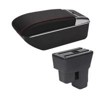 Car Armrest For Fit For Jazz 2 2008 2009 2010 2011 2012 2013 Car Accessories Arm Storage Box(D1 Black red NO USB)