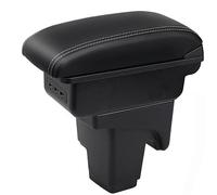 Car Armrest For Ford Focus 3 Mk3 2011-2019 Double Layer Console Center Large Storage Box With 3 Usb Charging Port Black With White Stitching