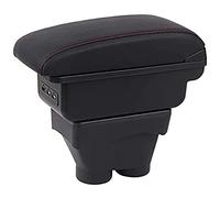 Car Armrest for Peugeot 208 2013-2018, Double Layer Black Leather Arm Rest, Center Console Storage Box with 3 USB Interface, Auto Interior Accessories