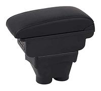 Car Armrest for Peugeot 208 2013-2018, Double Layer Black Leather Arm Rest, Center Console Storage Box with 3 USB Interface, Auto Interior Accessories