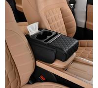 Car Armrest Pad for Honda Civic | Civic Type R | CR-V | e:Ny1 | HR-V | Jazz | ZR-V, Multifunctional Car Armrest Cushion with Storage Bag Console Pad Interior Accessories,A Black