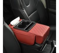 Car Armrest Pad for Hyundai Santa Fe/Grand Santa Fe, Waterproof and Scratch-resistant Center Console Leather Pad, Interior Protection Cover,Red