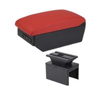 Car Armrest Pad For Megane 2 Car Armrest Box Retrofit Parts Interior Storage Box USB LED Replacement Accessories Car Armrest Cover(C red 7USB)