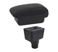 Car Armrest Storage Cover For Ecosport 2018 2019 2020 2021 Armrest Box Leather Arm Rest Center Console Storage USB Car Accessory(B1 Black Line)