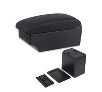 Car Armrests Armrest Box For Citroen For Berlingo Car Accessories For Peugeot For Partner Tepee With USB Light Storage Cup Holder Ashtray(C black red line)
