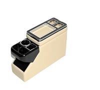 Car Armrests Classic Car Front Central Armrest Box Cup Holders Phone Slot Storage Console(Beige)