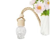 Car Aromatherapy Bottle: Skull Shaped Refillable Fragrance Diffuser Bottle, Hanging Perfume Pendant | Reusable Glass Aromatherapy Bottle for Interior of the