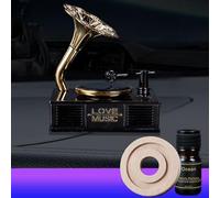 Car Aromatherapy Essential Oil Diffuser, Solar Diffuser Rotating Purifier Simulated Styled Like Rotating Phonograph Ornament(black gold-ocean)