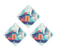 Car Aromatherapy Tablets Car Air Fresheners Snowman Sitting on The Train Printed Hanging Fragrance Tablets