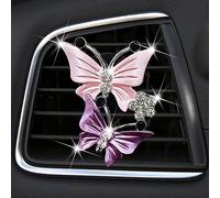 Car Aromatherapy Vent Clips,Lovely Dual Butterfly Car Air Outlet Freshener Perfume Clip Aroma Diffuser Decor - Pink