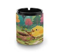 Car Ashtray A Bird Building A Nest Printed Portable Ashtray Windproof Suitable for Living Room Bedroom Conference Room Office And Car Interior Decoration