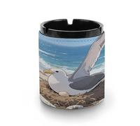 Car Ashtray Albatrosses on The Islands Printed Portable Ashtray Windproof Suitable for Living Room Bedroom Conference Room Office And Car Interior Decoration